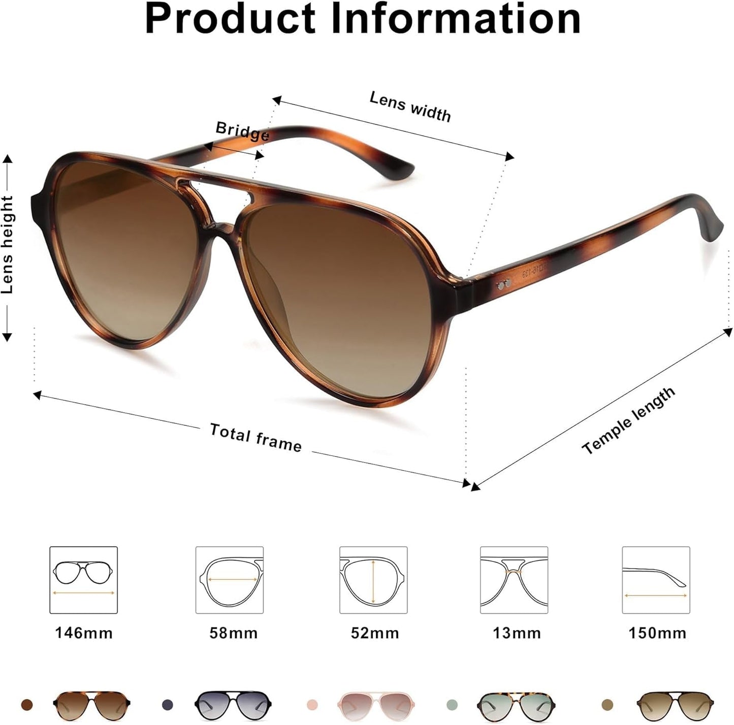 Classic Polarized Aviator Sunglasses for Women Men, Retro Trendy Aviators Shades SJ2201 - WORLD TIME VISITS