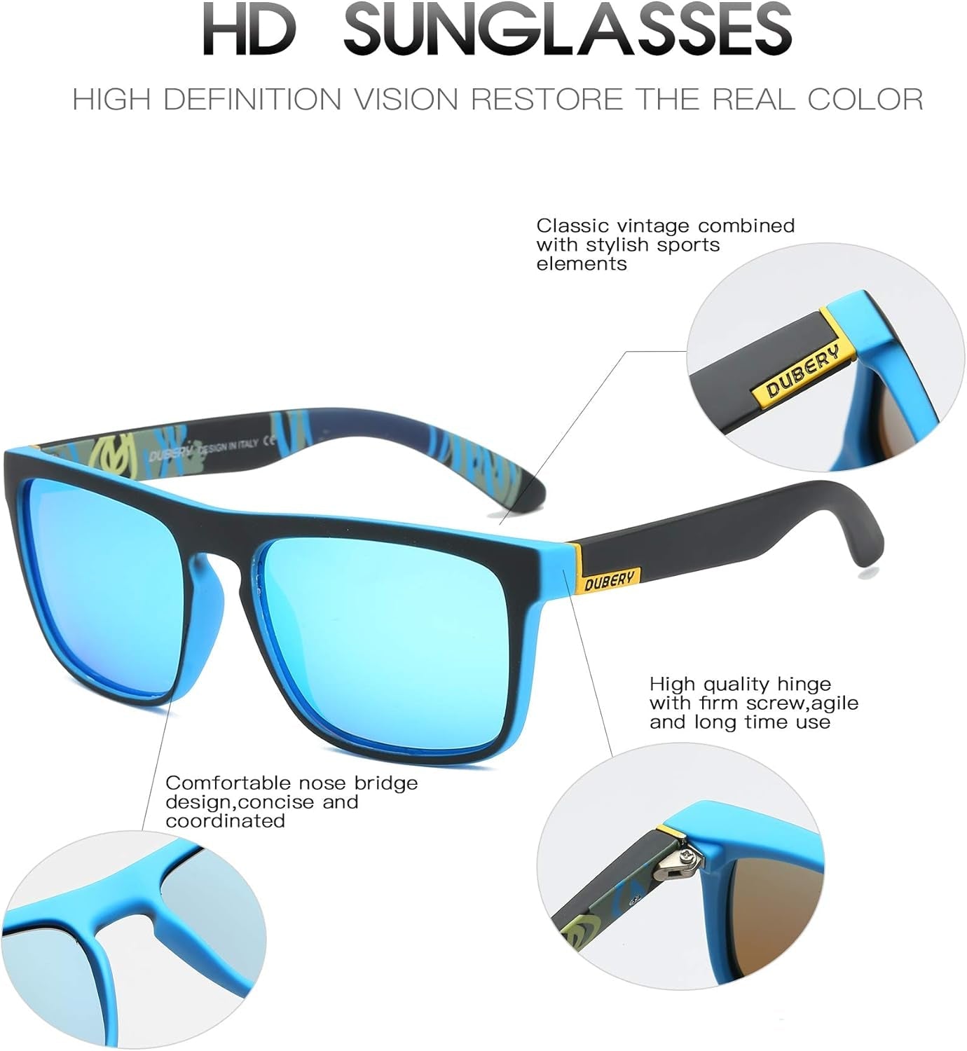 Classic Polarized Sunglasses for Men Women Retro 100% UV Protection Driving Sun Glasses D731 - WORLD TIME VISITS