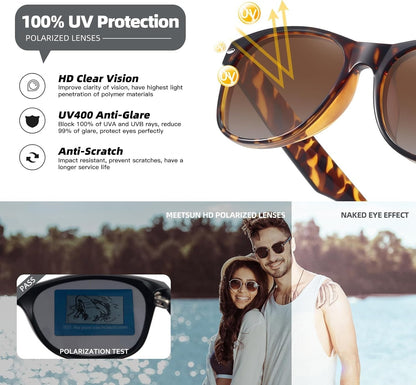 Classic Polarized Sunglasses for Women Men Trendy Retro Sun Glasses for Driving UV Protection (3 Pack) - WORLD TIME VISITS