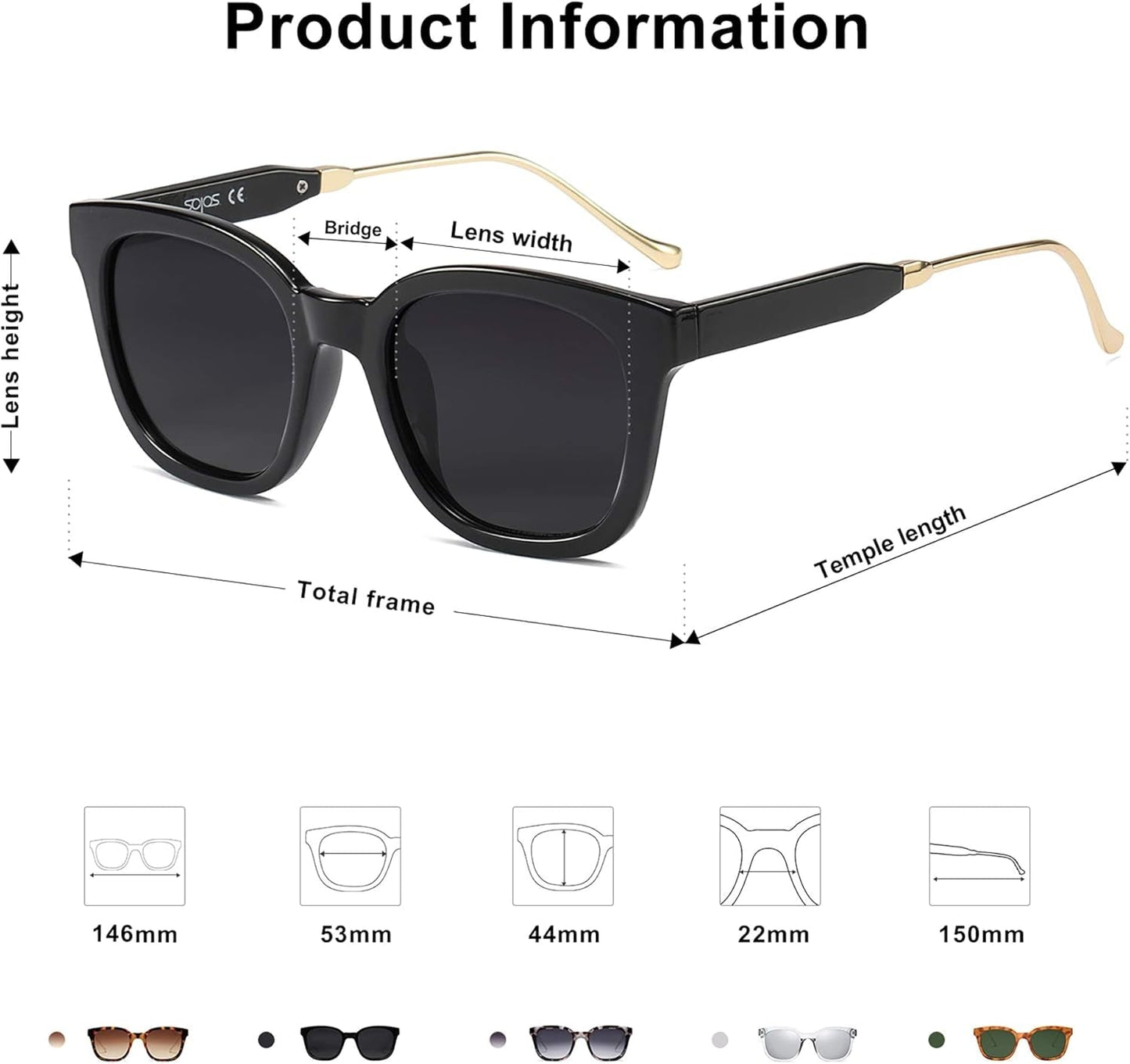 Classic Square Polarized Sunglasses Womens Mens Retro Trendy UV400 Sunnies SJ2050 - WORLD TIME VISITS