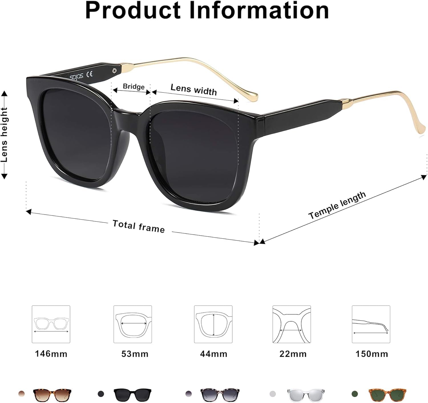Classic Square Polarized Sunglasses Womens Mens Retro Trendy UV400 Sunnies SJ2050 - WORLD TIME VISITS