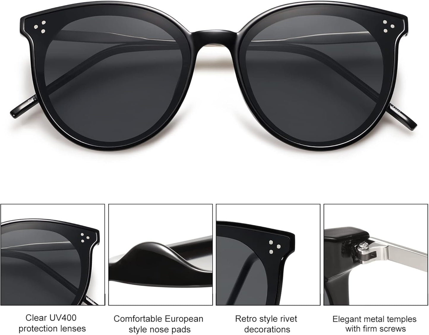 Classic Trendy round Sunglasses Womens Mens Oversized Large Shades UV400 Vacation Sunnies SJ2068 - WORLD TIME VISITS