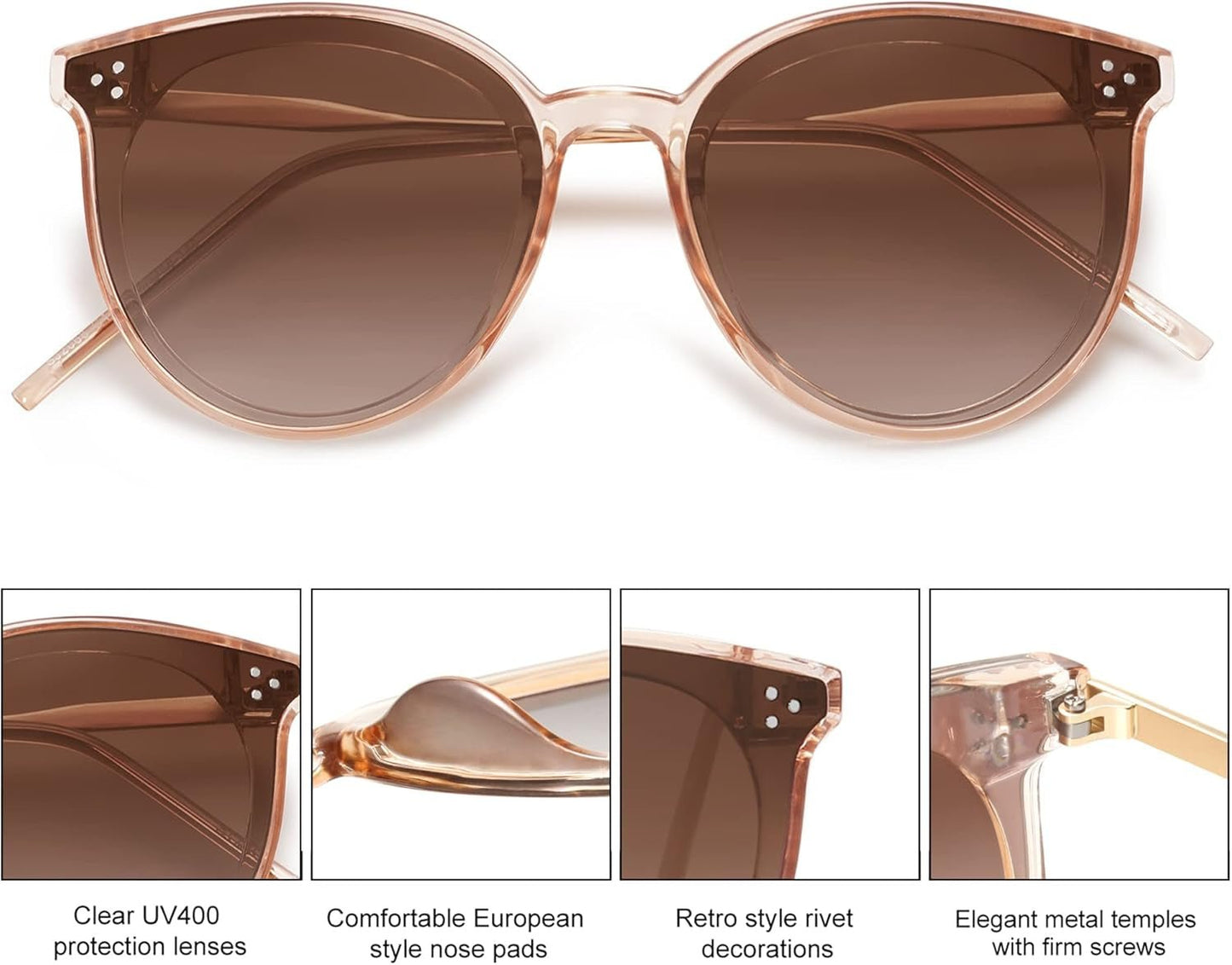 Classic Trendy round Sunglasses Womens Mens Oversized Large Shades UV400 Vacation Sunnies SJ2068 - WORLD TIME VISITS