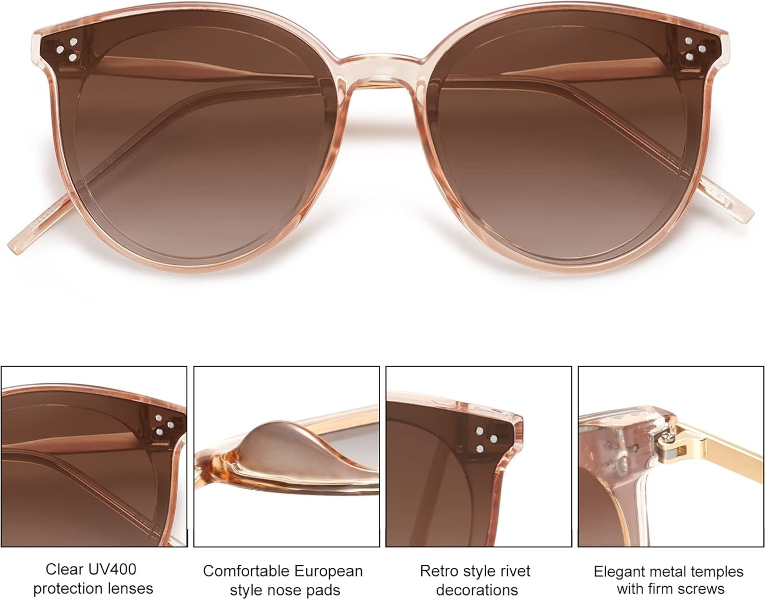 Classic Trendy round Sunglasses Womens Mens Oversized Large Shades UV400 Vacation Sunnies SJ2068 - WORLD TIME VISITS