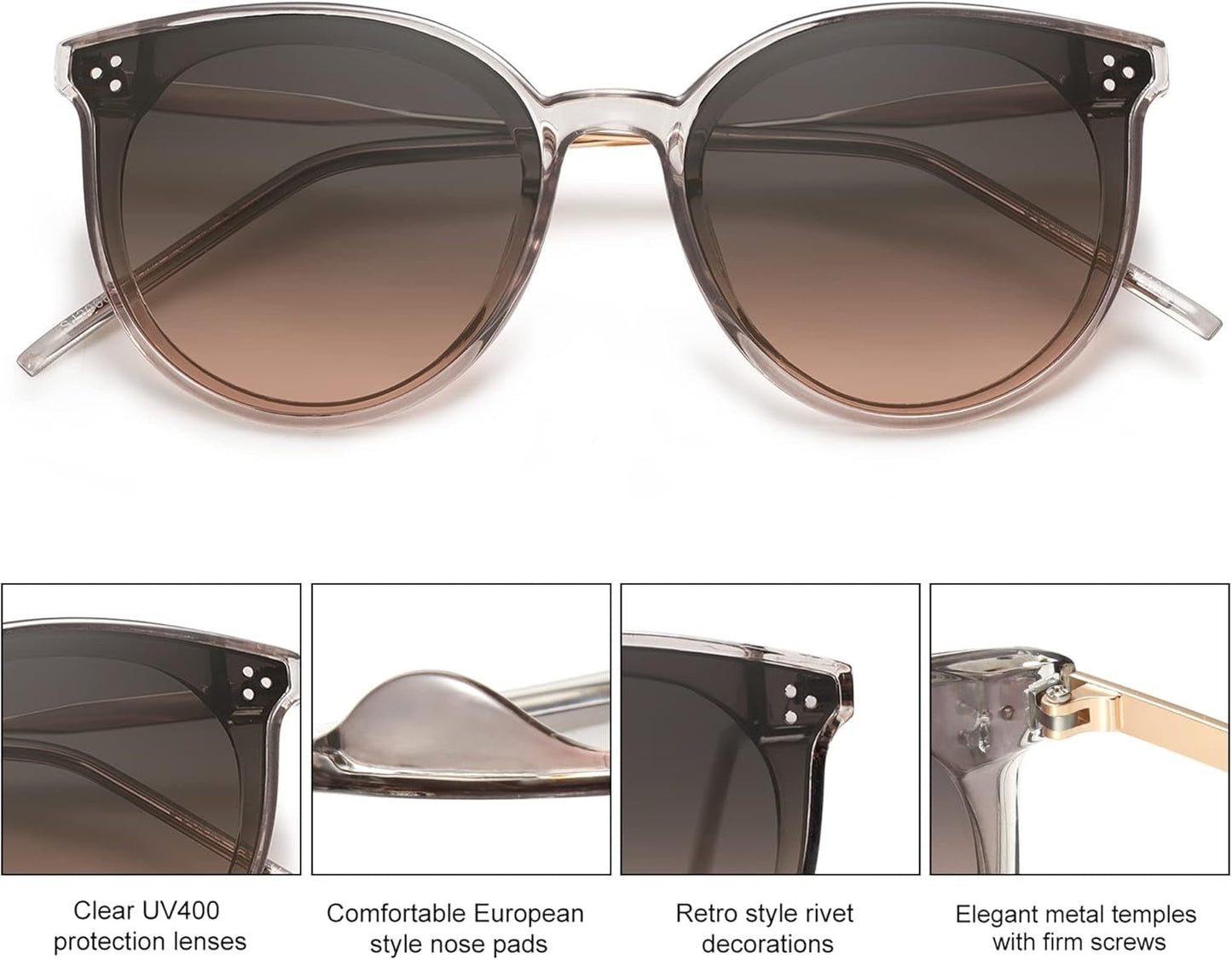 Classic Trendy round Sunglasses Womens Mens Oversized Large Shades UV400 Vacation Sunnies SJ2068 - WORLD TIME VISITS