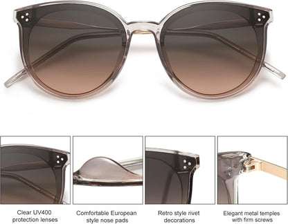 Classic Trendy round Sunglasses Womens Mens Oversized Large Shades UV400 Vacation Sunnies SJ2068 - WORLD TIME VISITS