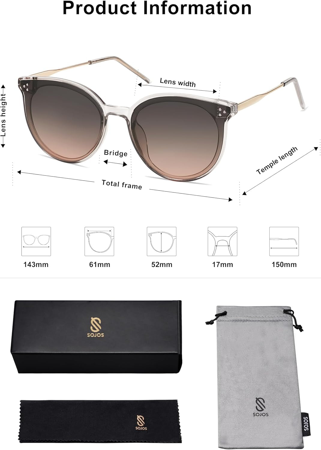 Classic Trendy round Sunglasses Womens Mens Oversized Large Shades UV400 Vacation Sunnies SJ2068 - WORLD TIME VISITS
