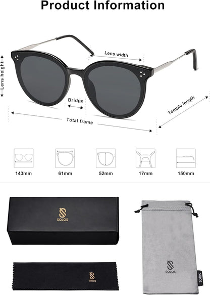 Classic Trendy round Sunglasses Womens Mens Oversized Large Shades UV400 Vacation Sunnies SJ2068 - WORLD TIME VISITS