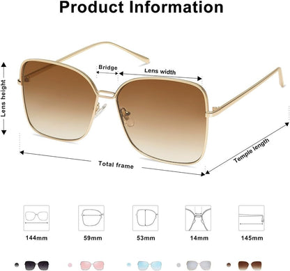 Classic Trendy Square Oversized Sunglasses Womens Mens UV400 Big Large Designer Shades SJ1082 - WORLD TIME VISITS