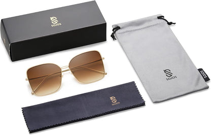Classic Trendy Square Oversized Sunglasses Womens Mens UV400 Big Large Designer Shades SJ1082 - WORLD TIME VISITS