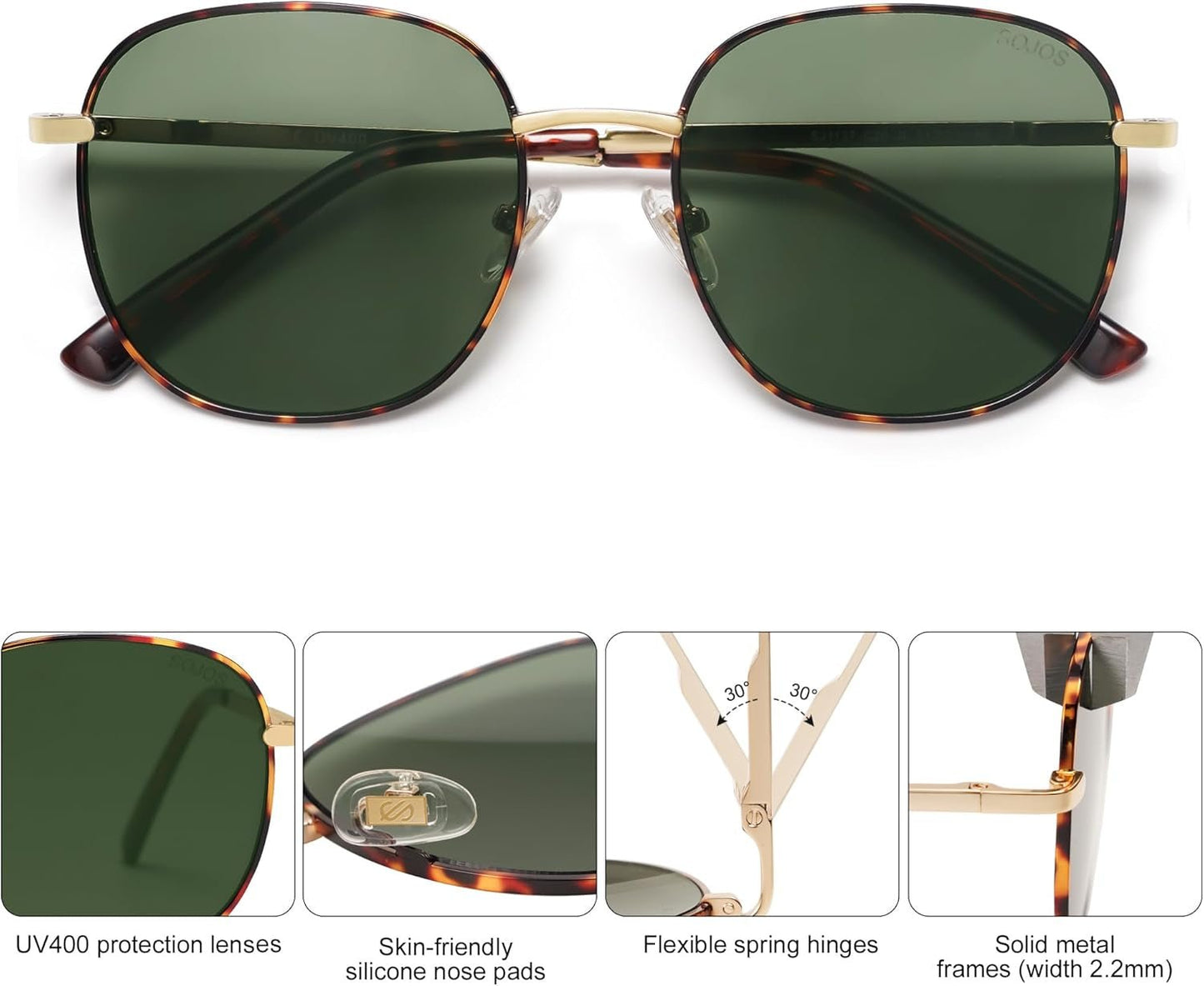 Classic Trendy Square Sunglasses for Women Men Cute Big Frame Gold Shades SJ1137 - WORLD TIME VISITS