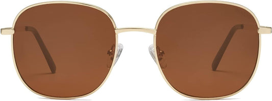 Classic Trendy Square Sunglasses for Women Men Cute Big Frame Gold Shades SJ1137 - WORLD TIME VISITS