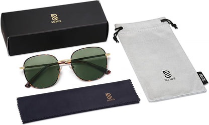 Classic Trendy Square Sunglasses for Women Men Cute Big Frame Gold Shades SJ1137 - WORLD TIME VISITS
