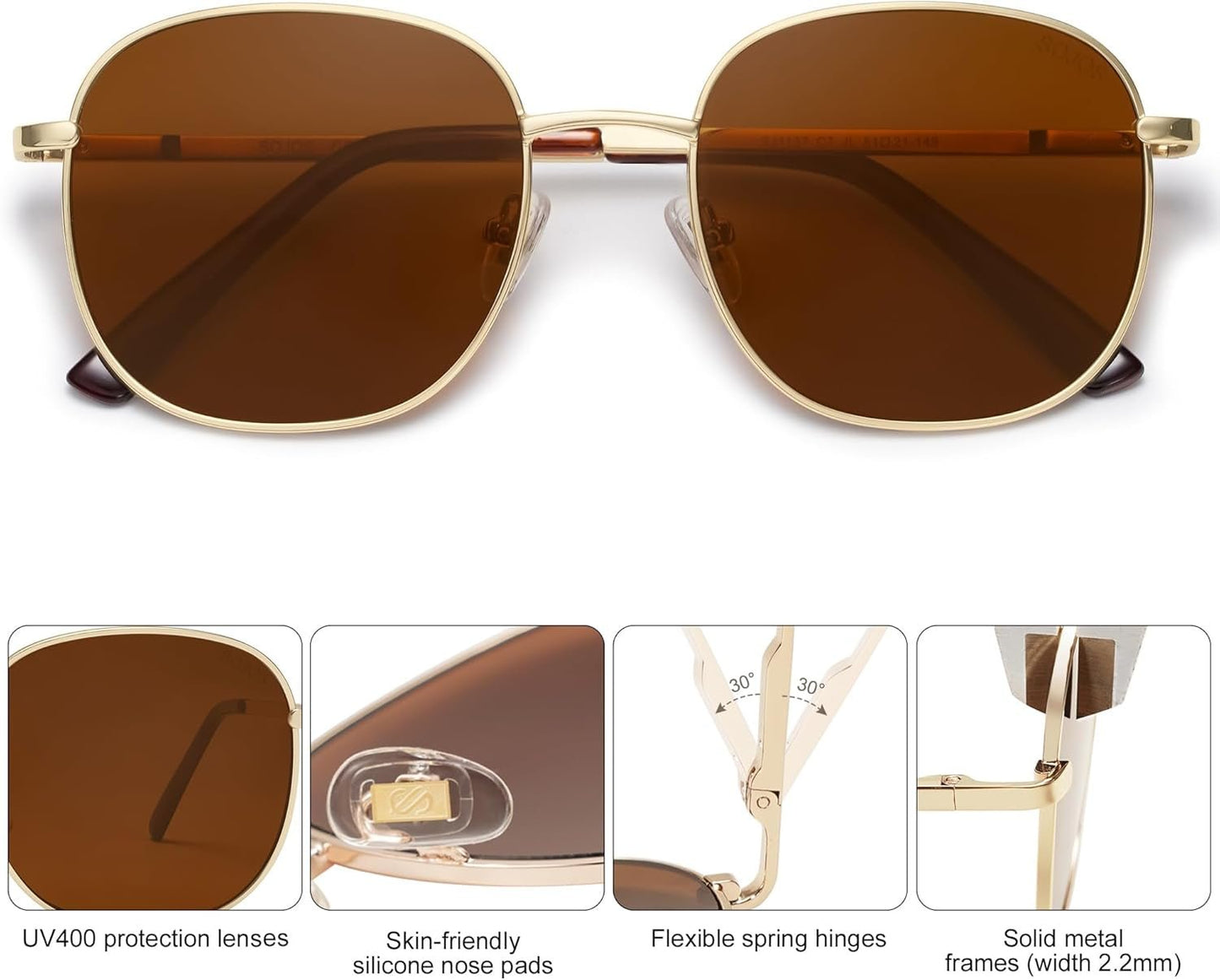 Classic Trendy Square Sunglasses for Women Men Cute Big Frame Gold Shades SJ1137 - WORLD TIME VISITS