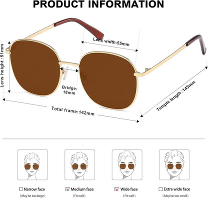 Classic Trendy Square Sunglasses for Women Men Cute Big Frame Gold Shades SJ1137 - WORLD TIME VISITS