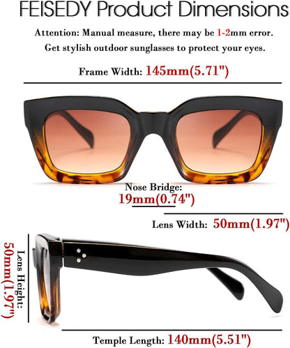 Classic Women Sunglasses Fashion Thick Square Sun Glasses Chunky Frame UV400 B2471 - WORLD TIME VISITS