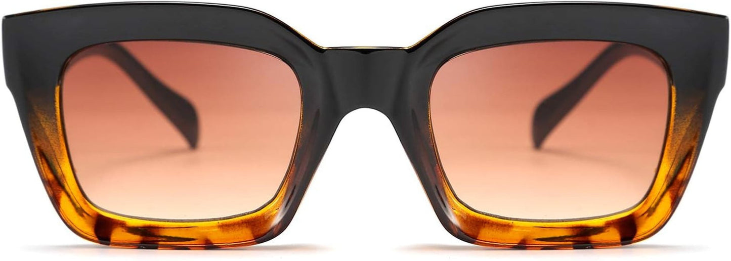 Classic Women Sunglasses Fashion Thick Square Sun Glasses Chunky Frame UV400 B2471 - WORLD TIME VISITS