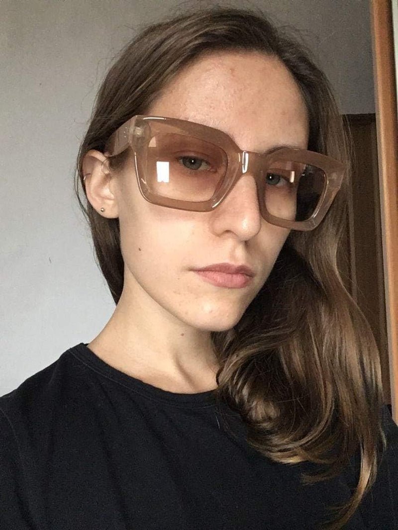 Classic Women Sunglasses Fashion Thick Square Sun Glasses Chunky Frame UV400 B2471 - WORLD TIME VISITS