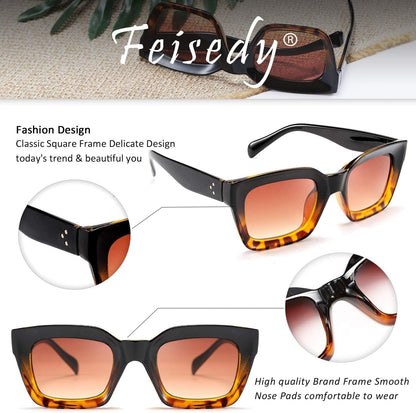 Classic Women Sunglasses Fashion Thick Square Sun Glasses Chunky Frame UV400 B2471 - WORLD TIME VISITS