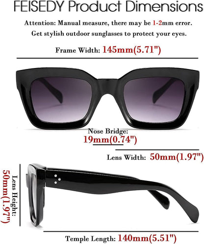 Classic Women Sunglasses Fashion Thick Square Sun Glasses Chunky Frame UV400 B2471 - WORLD TIME VISITS