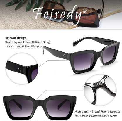 Classic Women Sunglasses Fashion Thick Square Sun Glasses Chunky Frame UV400 B2471 - WORLD TIME VISITS
