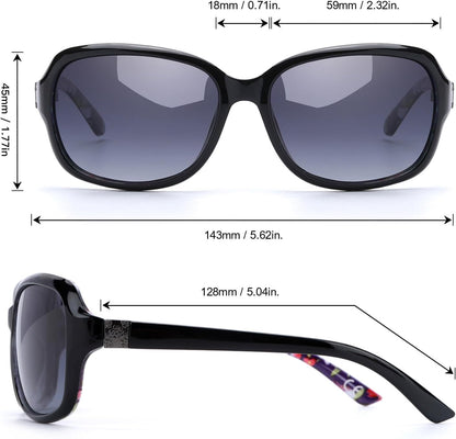 Small Wrap Sunglasses for Women | Lightweight Square Frame with 100% UV400 | Polarized Shade for Womens - WORLD TIME VISITS