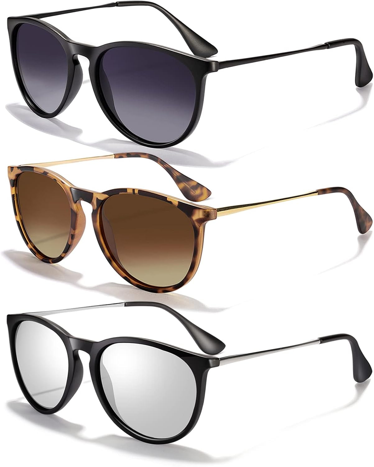 Sunglasses Womens Men Polarized UV Protection Trendy Vintage Retro round Mirrored Lens Sunglasses for Women