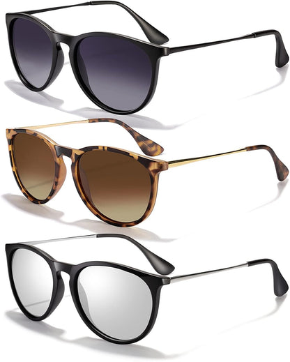 Sunglasses Womens Men Polarized UV Protection Trendy Vintage Retro round Mirrored Lens Sunglasses for Women