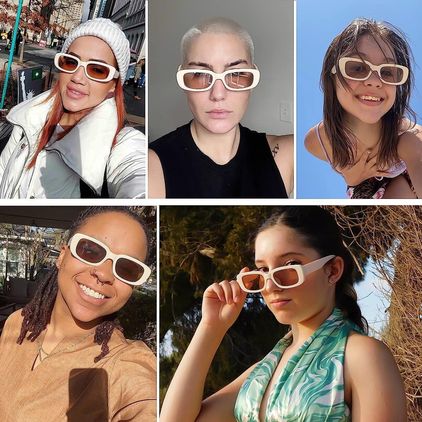 4 Pieces Retro Vintage Sunglasses Small Square Rectangle 90S Glasses Trendy Y2K for Women Aesthetic Accessories