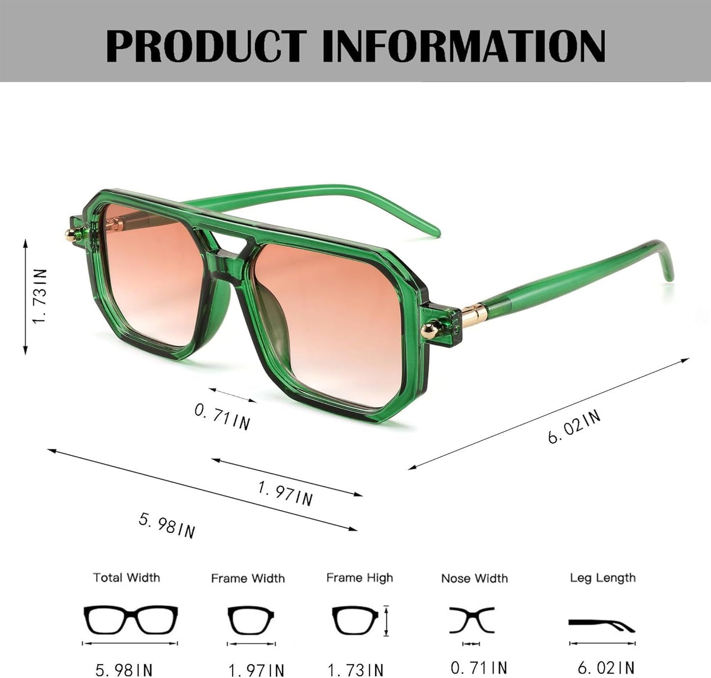 Retro Square 70S Flat Aviator Sunglasses Women Men Vintage Trendy Plastic Frame Sun Glasses UV400 Protection