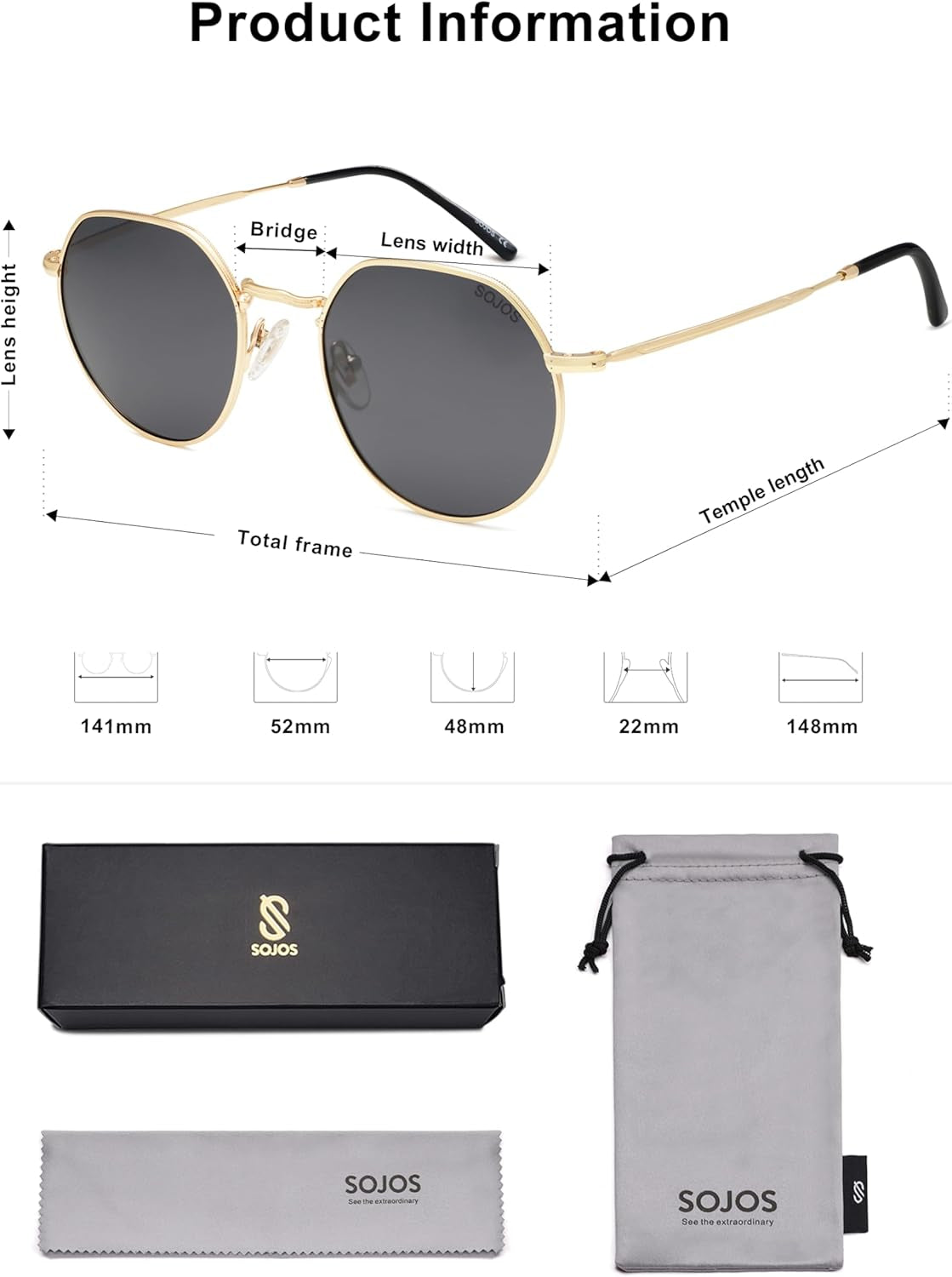 round Polygon Polarized Sunglasses for Women Men Retro Classic Vintage Panto Shades SJ1157