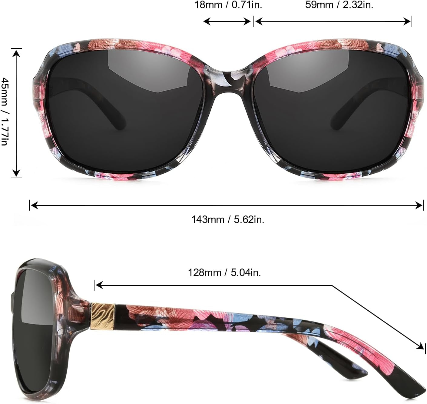 Small Wrap Sunglasses for Women | Lightweight Square Frame with 100% UV400 | Polarized Shade for Womens - WORLD TIME VISITS
