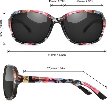 Small Wrap Sunglasses for Women | Lightweight Square Frame with 100% UV400 | Polarized Shade for Womens - WORLD TIME VISITS