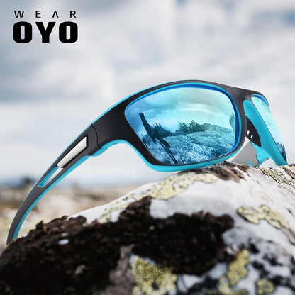 Polarized Sports Sunglasses for Men Women,Fishing Driving Rectangular Goggles UV400 Protection - WORLD TIME VISITS