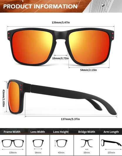 Polarized Sunglasses for Men and Women Vintage Style Sun Glasses for Fishing Running Driving with UV Protection - WORLD TIME VISITS