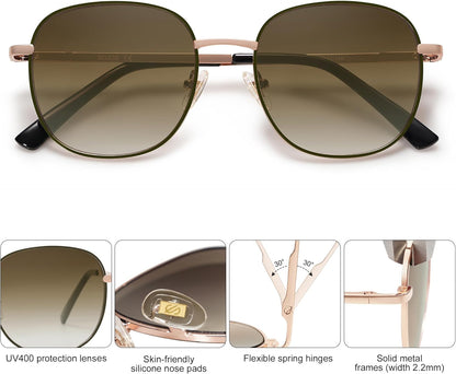 Classic Trendy Square Sunglasses for Women Men Cute Big Frame Gold Shades SJ1137