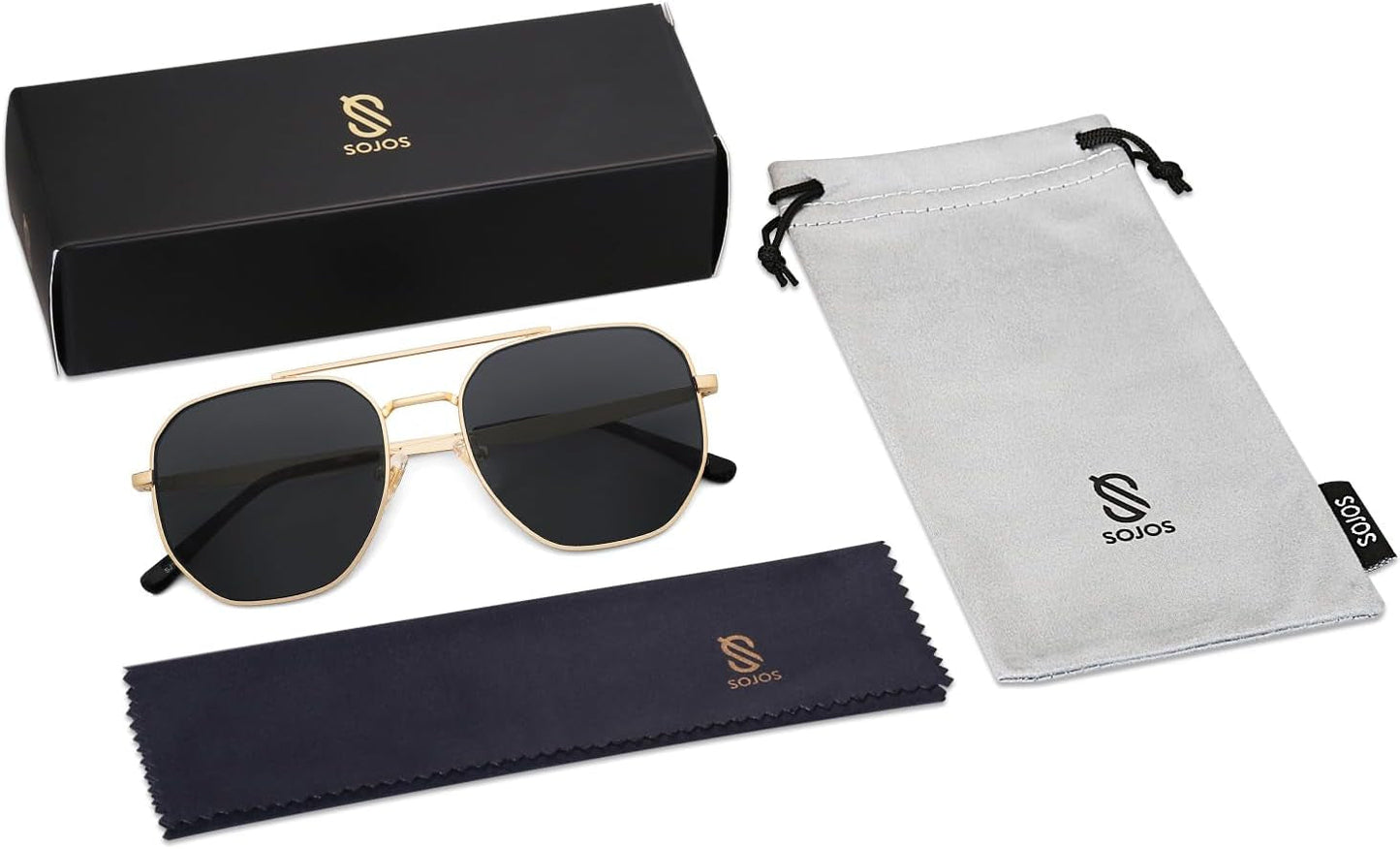 Classic Square Aviator Sunglasses for Women Men Retro Hexagon UV400 Protection Shades SJ1222