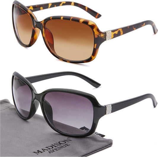 2 Pack Classic Vintage Sunglasses for Women Men,Fashion Sun Shades Glasses with UV400 Protection