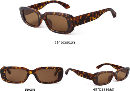 Rectangle Sunglasses for Women Retro Driving Glasses 90’S Vintage Fashion Narrow Square Frame UV400 Protection - WORLD TIME VISITS