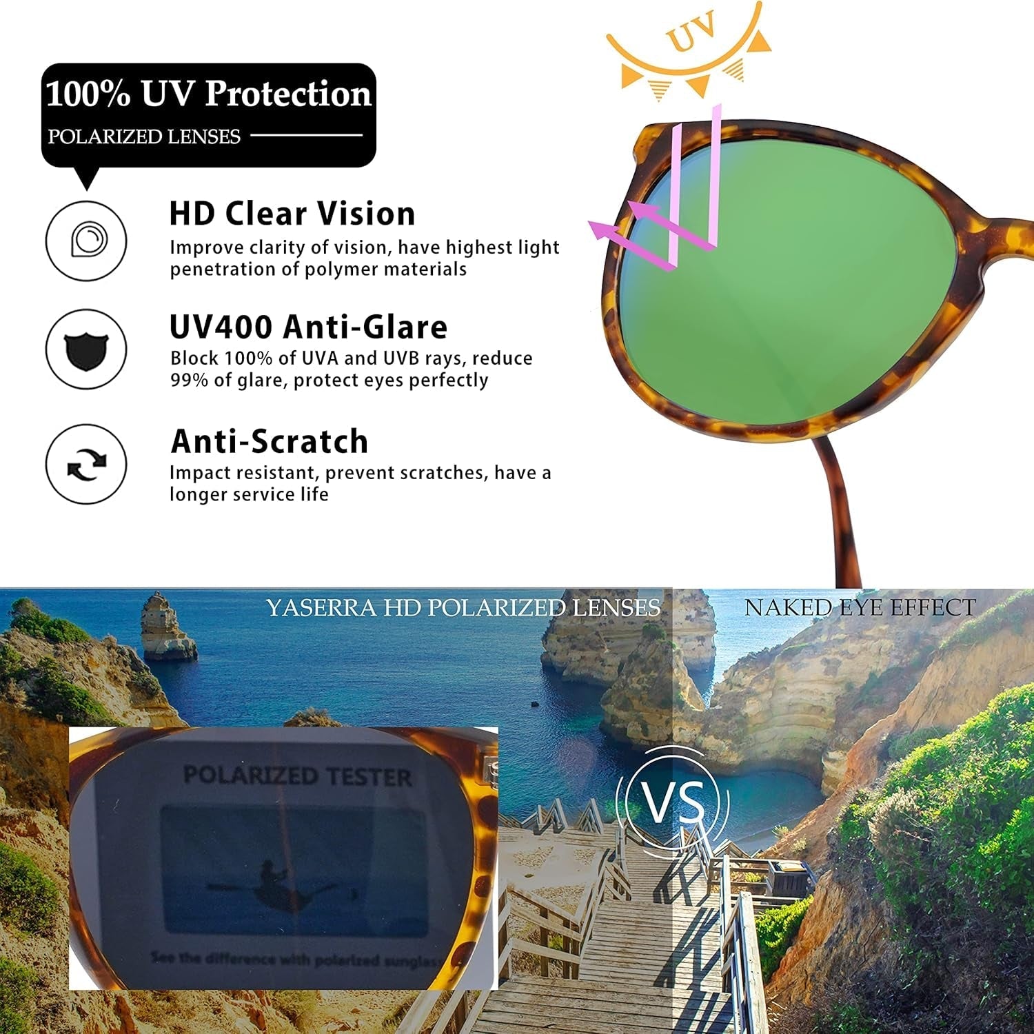 Vintage round Polarized Sunglasses for Women Men Classic Retro Trendy Designer Style Sun Glasses UV400 Protection - WORLD TIME VISITS
