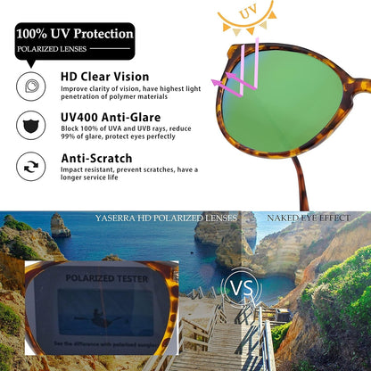 Vintage round Polarized Sunglasses for Women Men Classic Retro Trendy Designer Style Sun Glasses UV400 Protection - WORLD TIME VISITS
