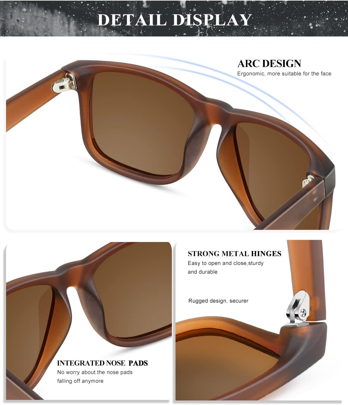 Sunglasses Men Polarized Sun Glasses for Mens Womens Classic Matte Black Frame UV Protection 3Pack - WORLD TIME VISITS