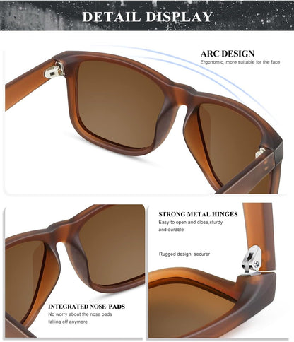 Sunglasses Men Polarized Sun Glasses for Mens Womens Classic Matte Black Frame UV Protection 3Pack - WORLD TIME VISITS