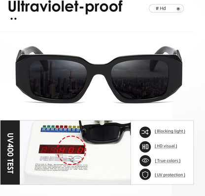 Rectangle Sunglasses for Women Men Trendy Retro Trendy Sun Glasses 90’S Vintage Square Frame K1307 - WORLD TIME VISITS