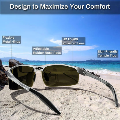 Driving HD Polarized UV400 Protection Ultra Light Al - Mg Golf Fishing Outdoor Sunglasses - WORLD TIME VISITS