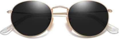 Small round Polarized Sunglasses for Women Men Classic Vintage Retro Shades UV400
