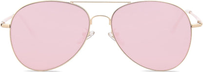 Classic Aviator Sunglasses for Women Men Metal Spring Hinges SJ1030