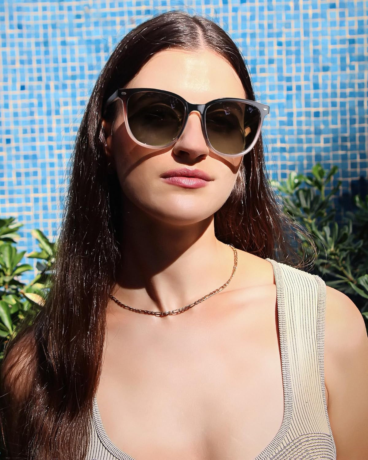 2 Packs Sunglasses for Women Polarized UV400 Protection Lens Big Frame Fashion Glasses Trendy Stylish Shade