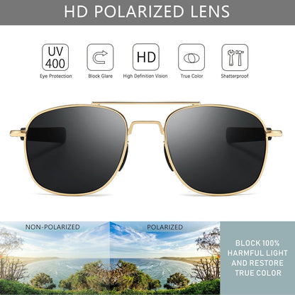 Men'S Military Style Polarized Pilot Aviator Sunglasses Bayonet Temples - WORLD TIME VISITS