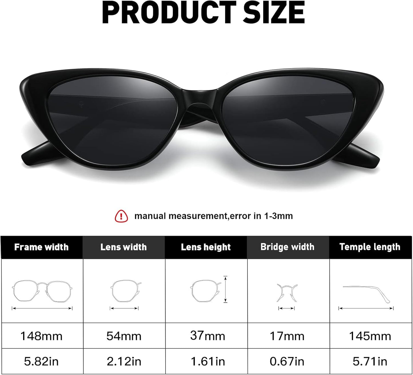 Retro Vintage Narrow Cat Eye Sunglasses for Women 90S Small Chic Style Trendy Sunnies UV400 Protection FZN7514